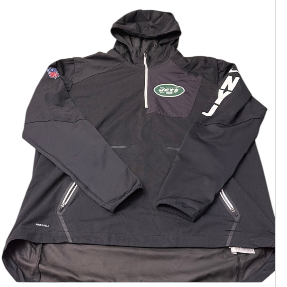 NIKE Shield NFL JETS onfield apparel 1/3 zip hoodie